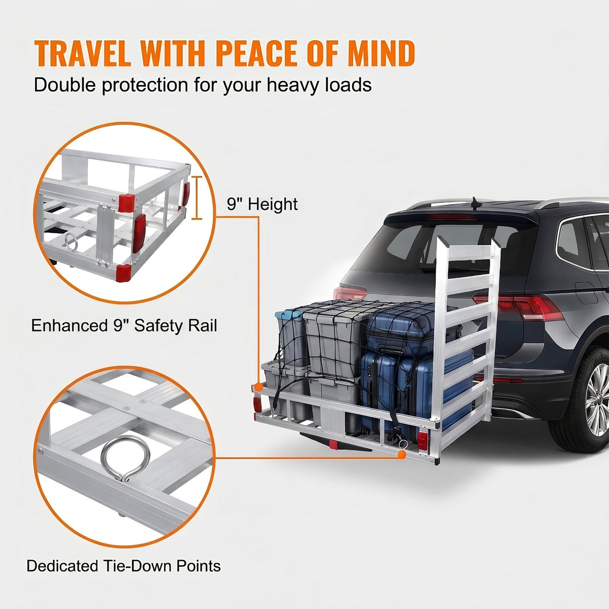 Aluminum Hitch Cargo Carrier with Folding Ramp J258