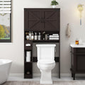 Over The Toilet Storage Cabinet with 2 Barn Doors, Walnut Z7616