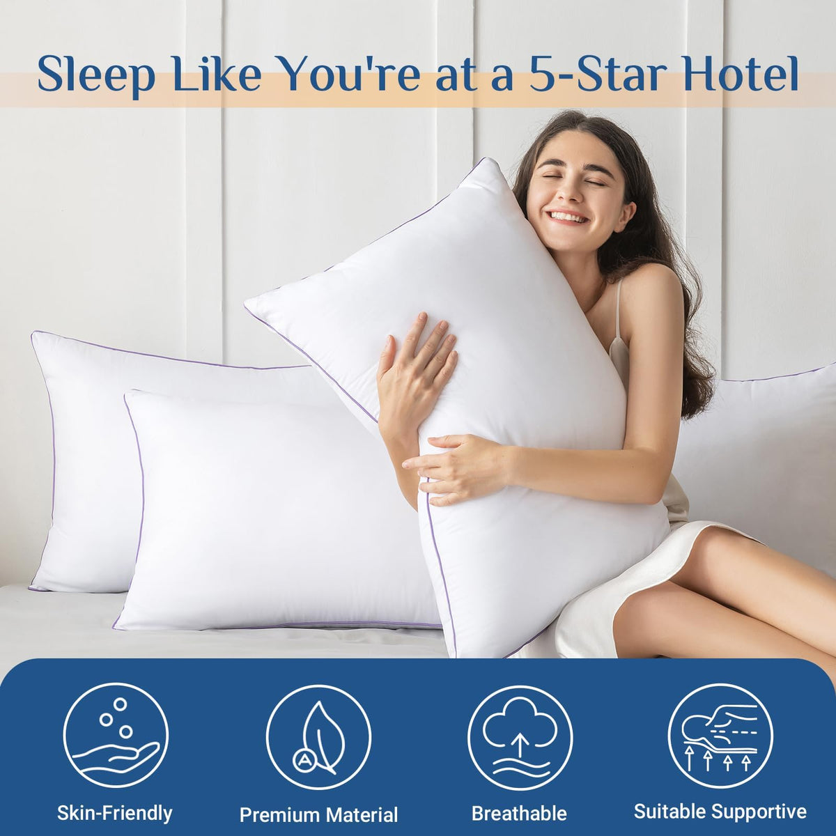 King Size Set of 2 Down Alternative Bed Pillows R104