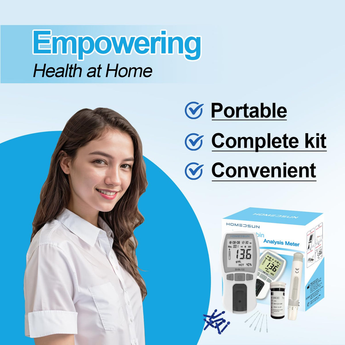Portable Hemoglobin Analyzer Kit with 25 Strips B68986