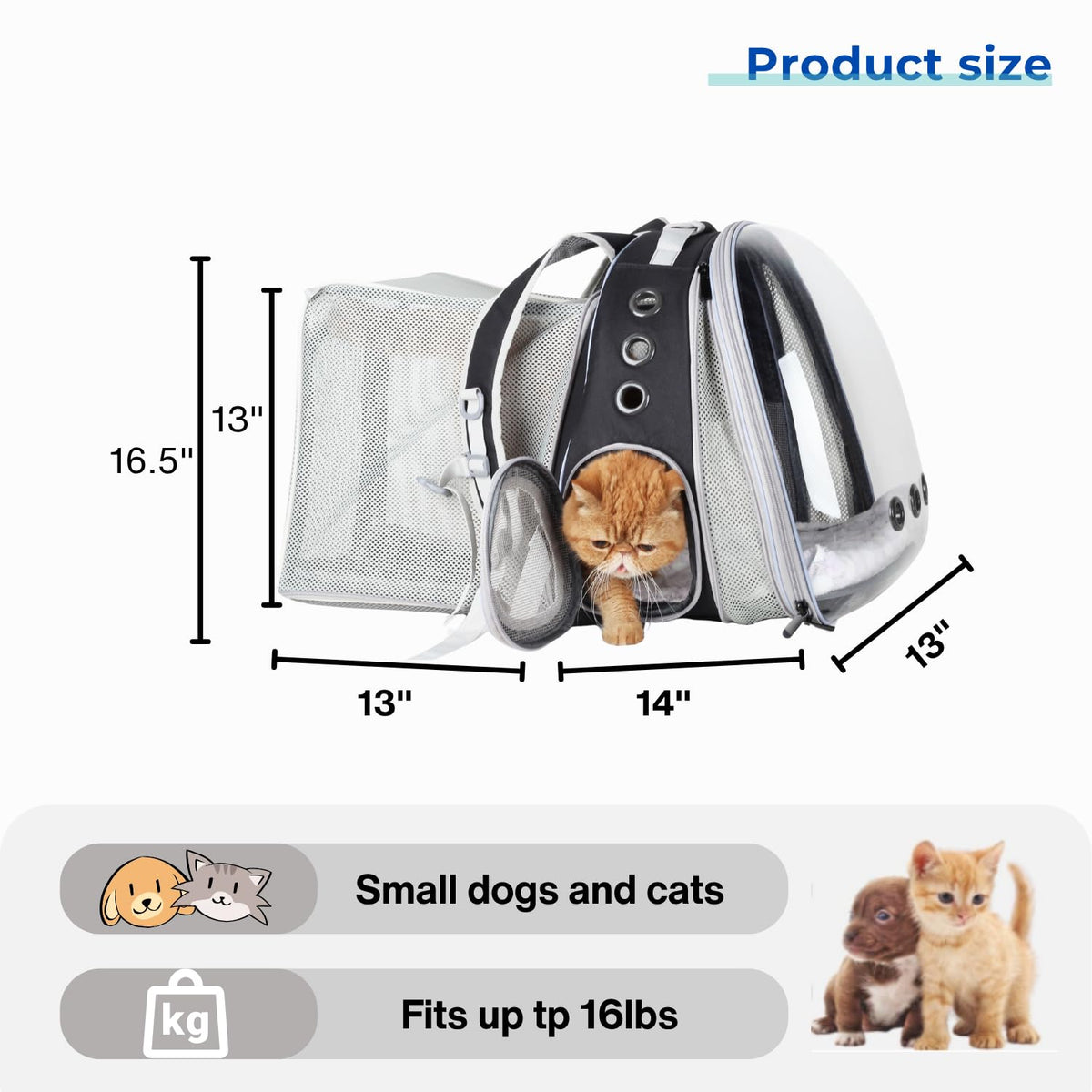 Expandable Cat Backpack with Mini Fan L1664
