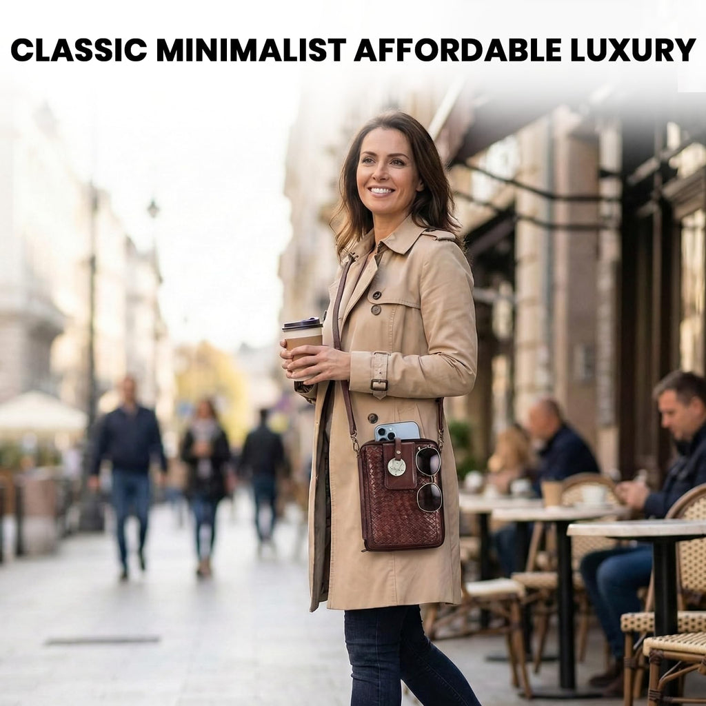 Genuine Leather Small Crossbody Bag with Adjustable Detachable Strap W47562