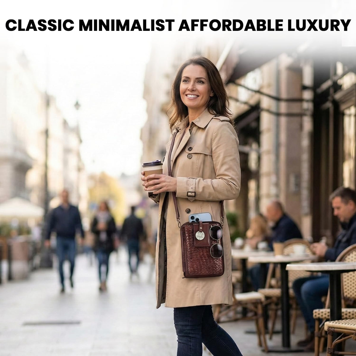 Genuine Leather Small Crossbody Bag with Adjustable Detachable Strap W47562