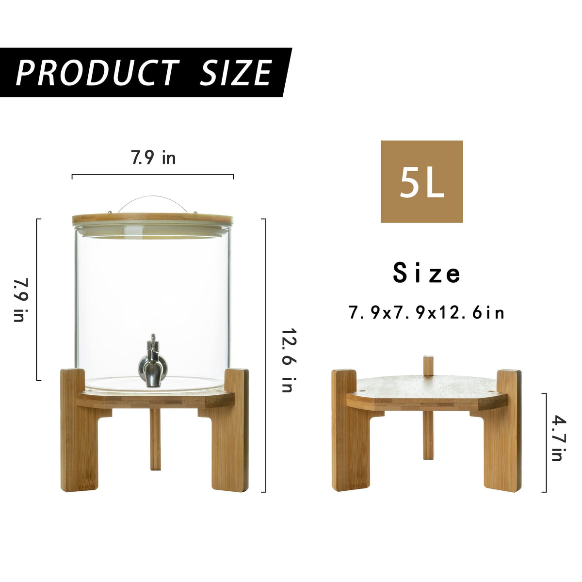 Glass Drink Dispenser with Stand, 1/2 Gallon Stainless Spigot K93097
