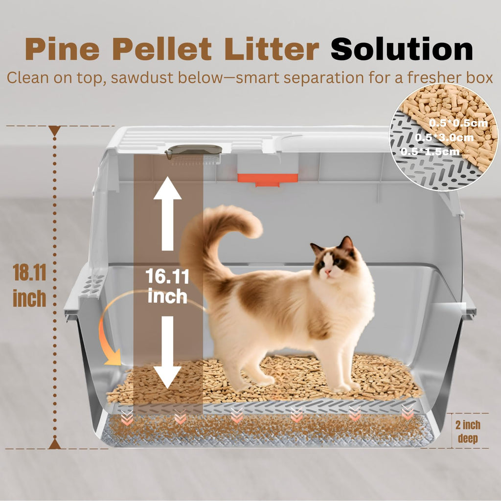 XXL Stainless Steel Sifting Litter Box with Lid E73364
