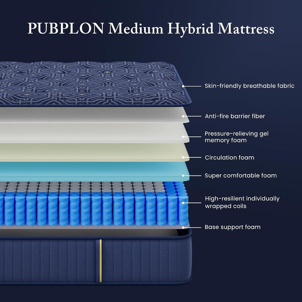 Queen 14 Inch Hybrid Gel Memory Foam Mattress in a Box N703073