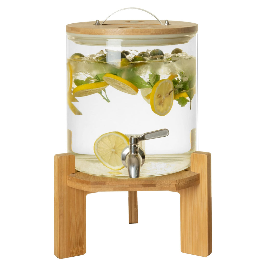 Glass Drink Dispenser with Stand, 1/2 Gallon Stainless Spigot K93097
