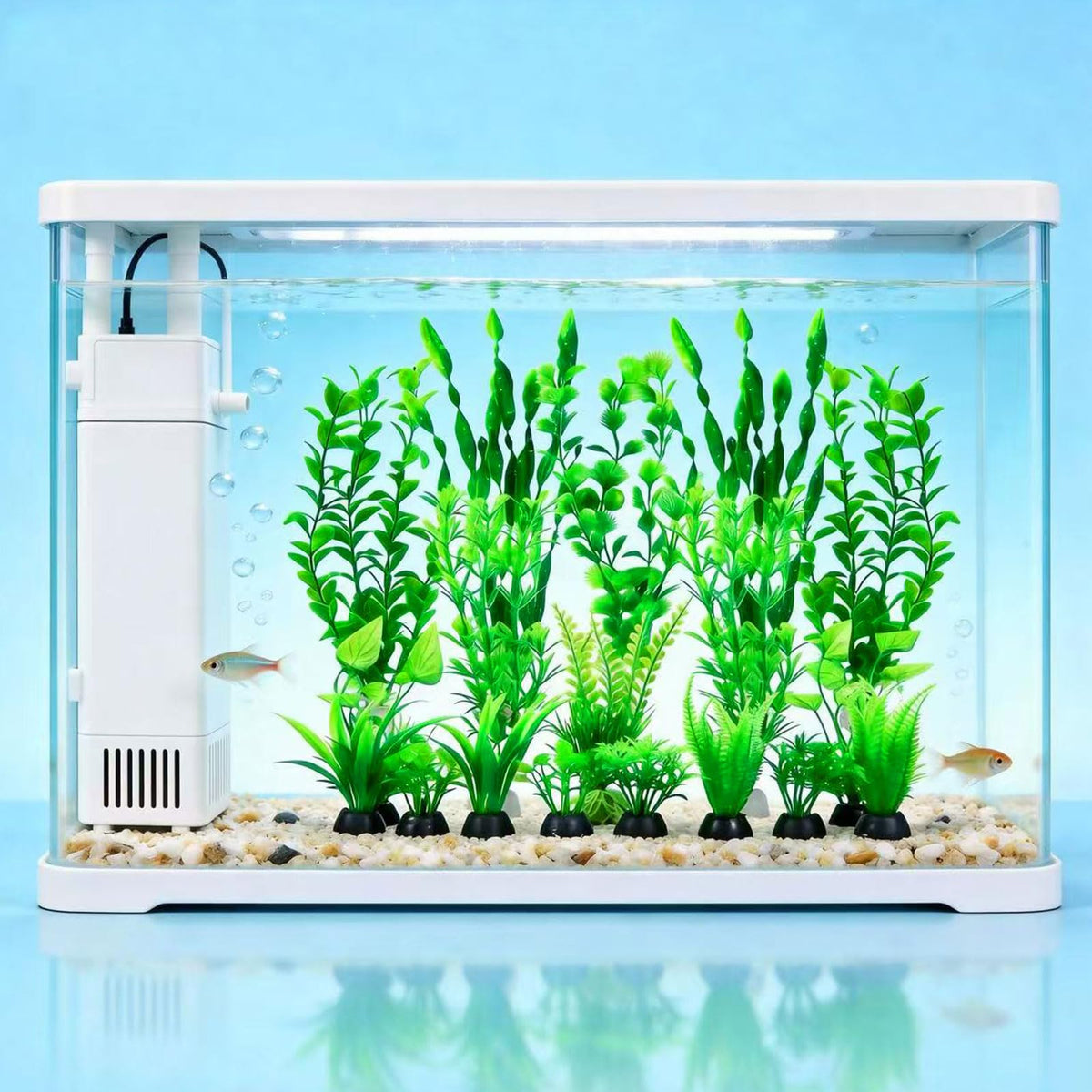 Artificial Aquarium Plants Set, Plastic Fish Tank Decorations (18pcs-Green) T193