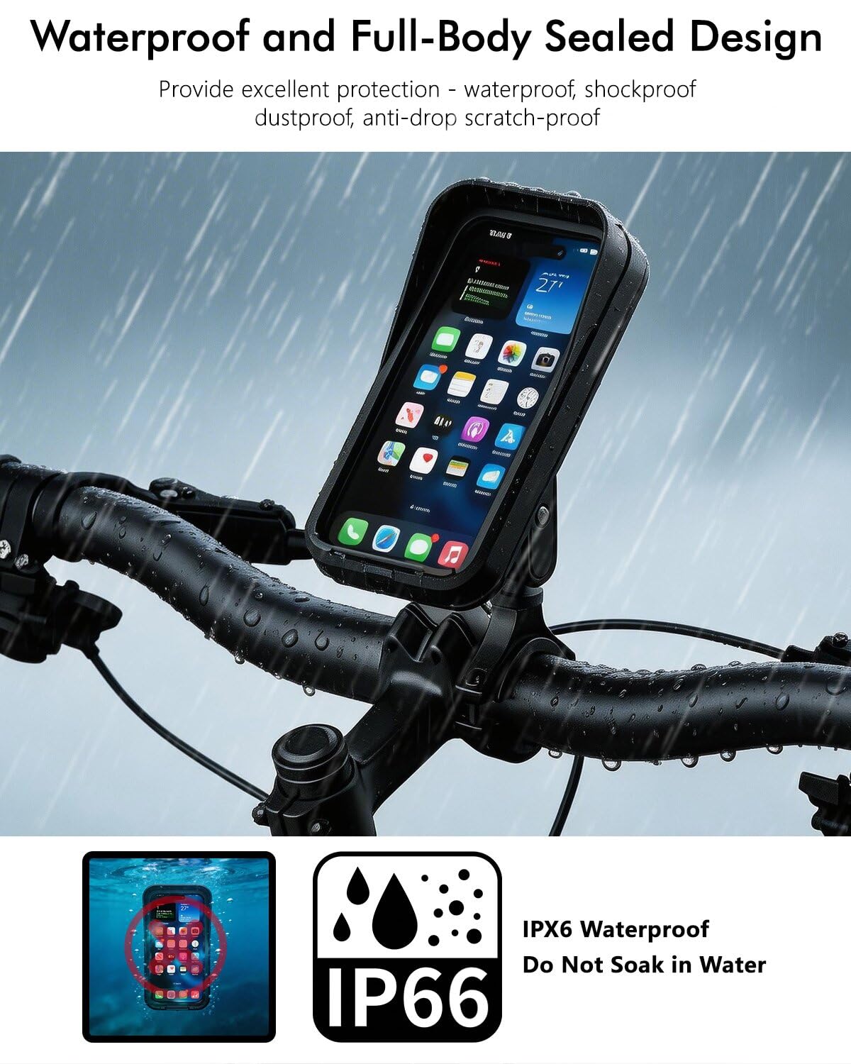 IP65 Waterproof Motorcycle Phone Mount H39649