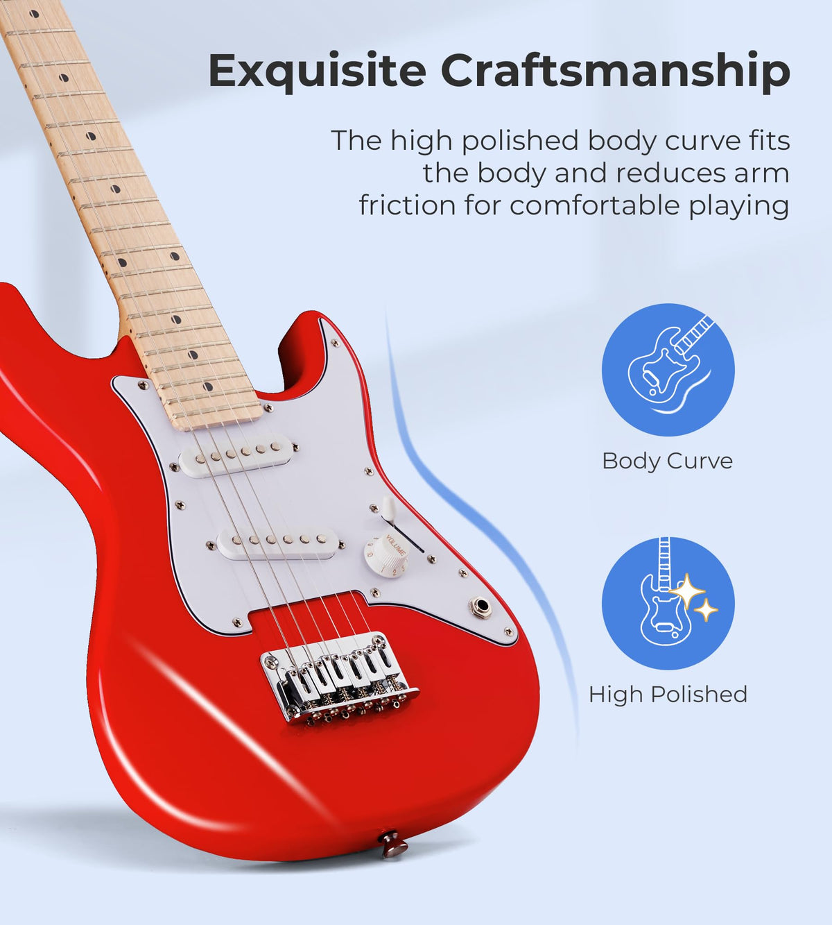 30 Inch Kids Electric Guitar Starter Kit with Amp Red C813