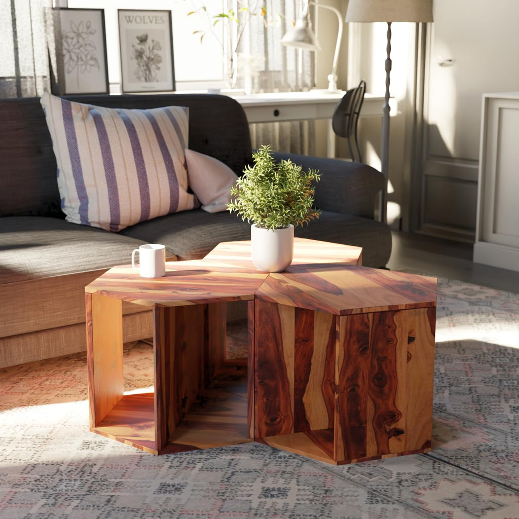 Solid Sheesham Wood Coffee Table Set of 3 K454744