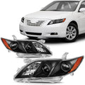 Headlights For Toyota Camry 2007-2009 Black Housing Amber Reflector Clear Lens I6294