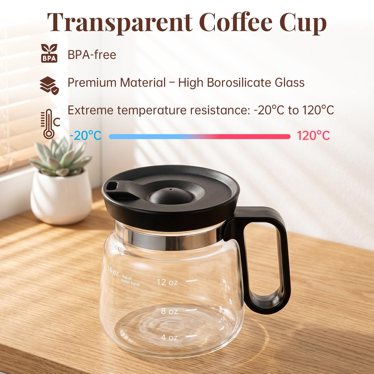 2 Pack 16oz Clear Glass Coffee Mug with Lid and Straw M614