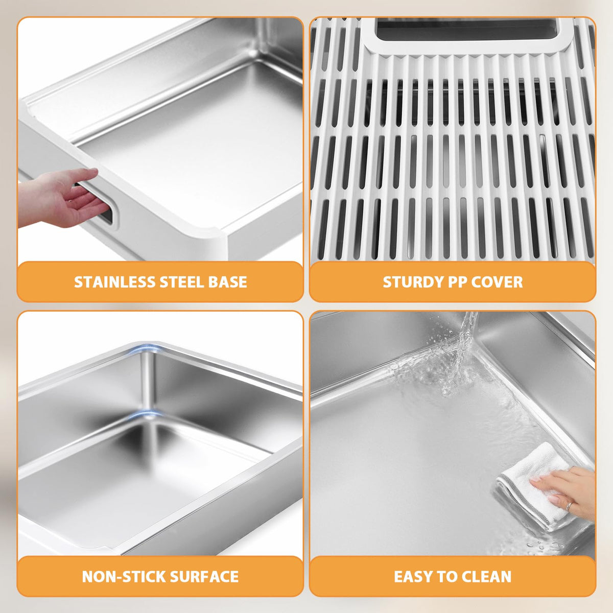 XL Stainless Steel Cat Litter Box with Drawer H53765