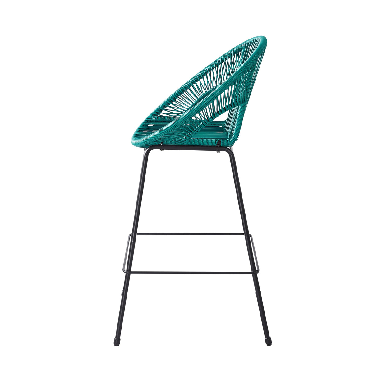 Teal Faux Wicker Outdoor Bar Stool, Set of 2 O878751