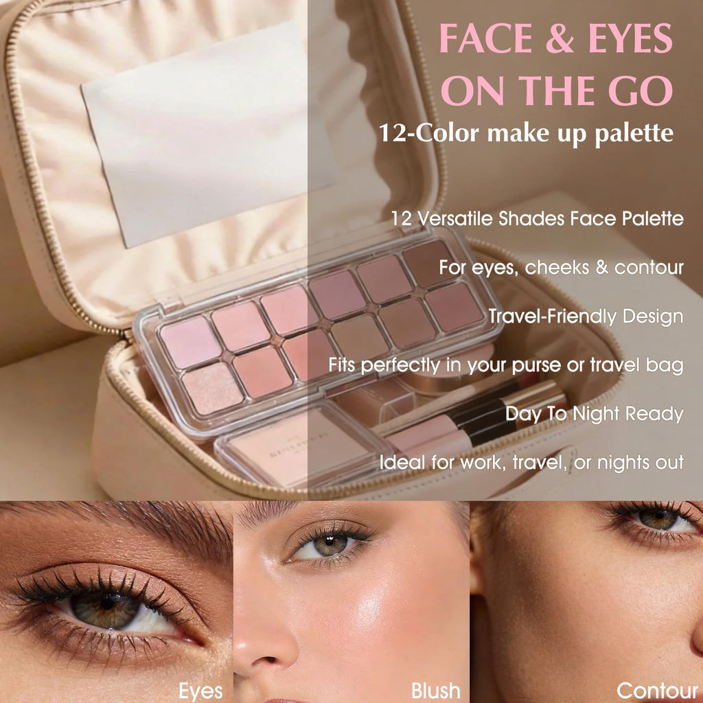 Mauve Pink Grey Brown Matte Eyeshadow Palette with Brush S7557