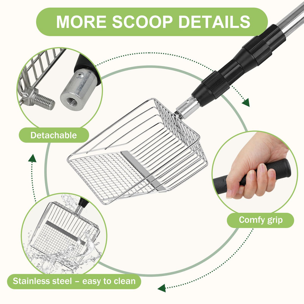 Long Handle Stainless Steel Cat Litter Scoop with Holder H879