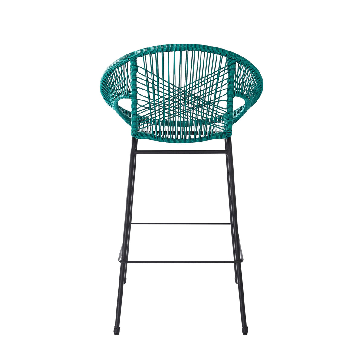Teal Faux Wicker Outdoor Bar Stool, Set of 2 O878751