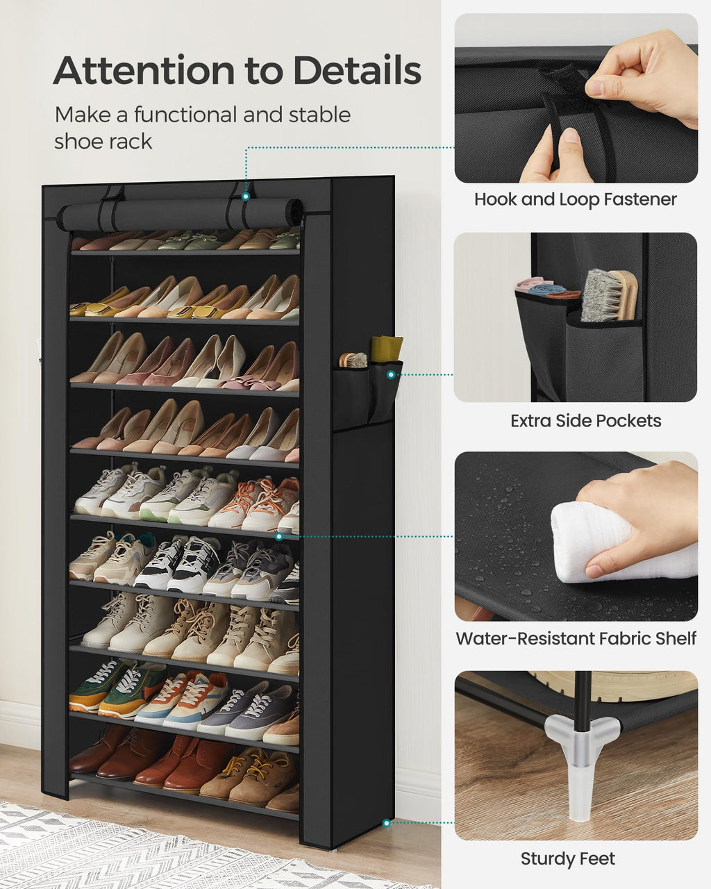 10-Tier Shoe Rack with Cover T56903