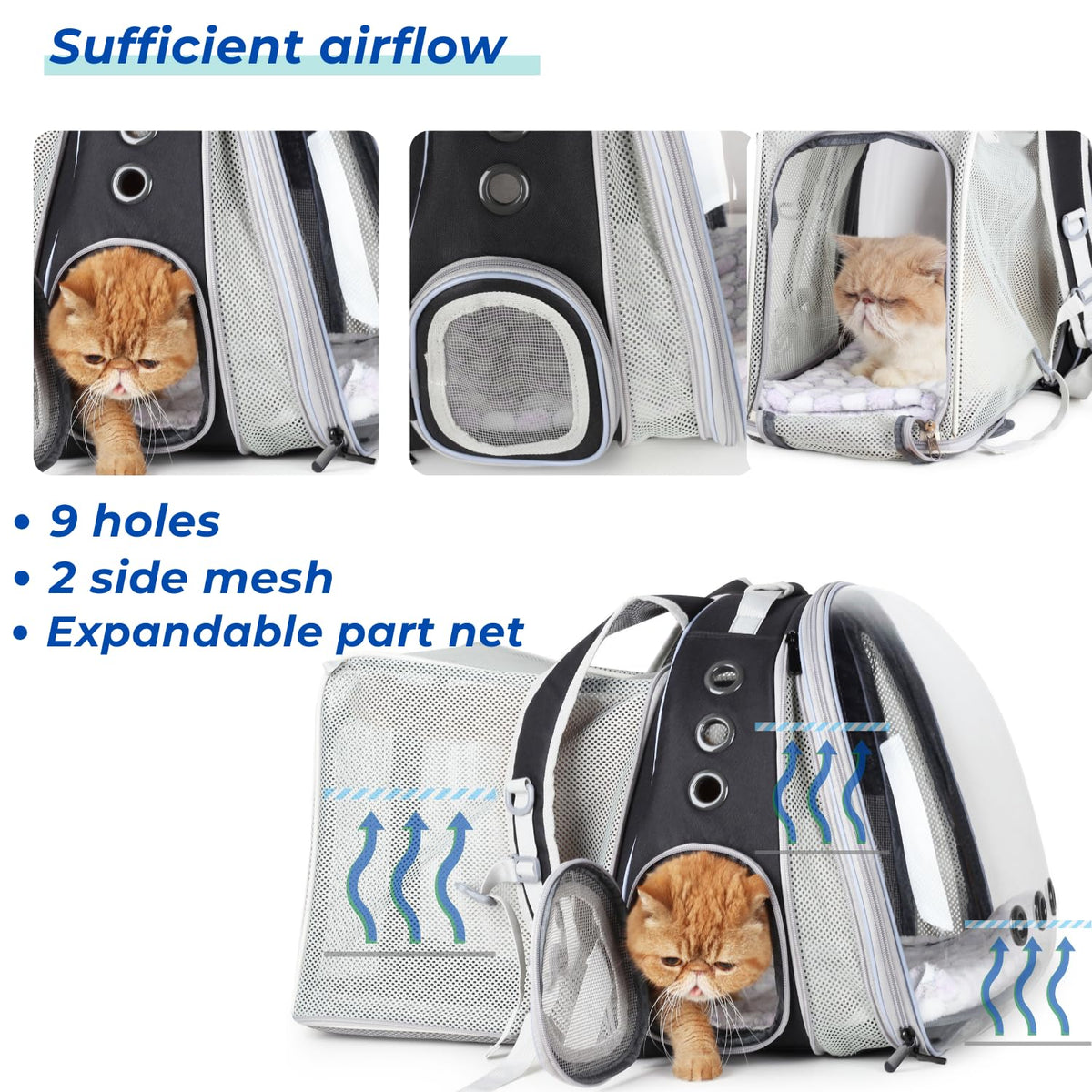 Expandable Cat Backpack with Mini Fan L1664