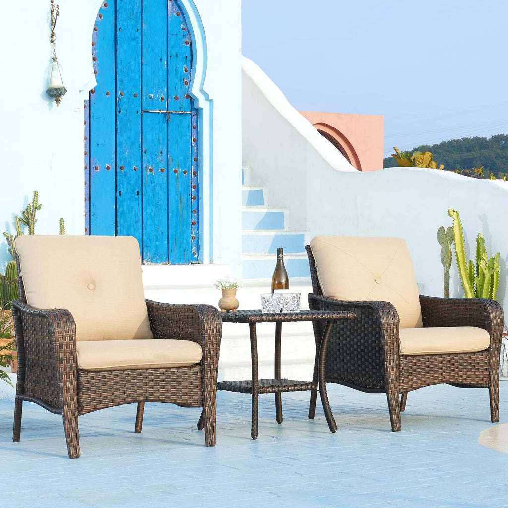 Brown Wicker Rattan 2-Tier Outdoor Coffee Table Y420013