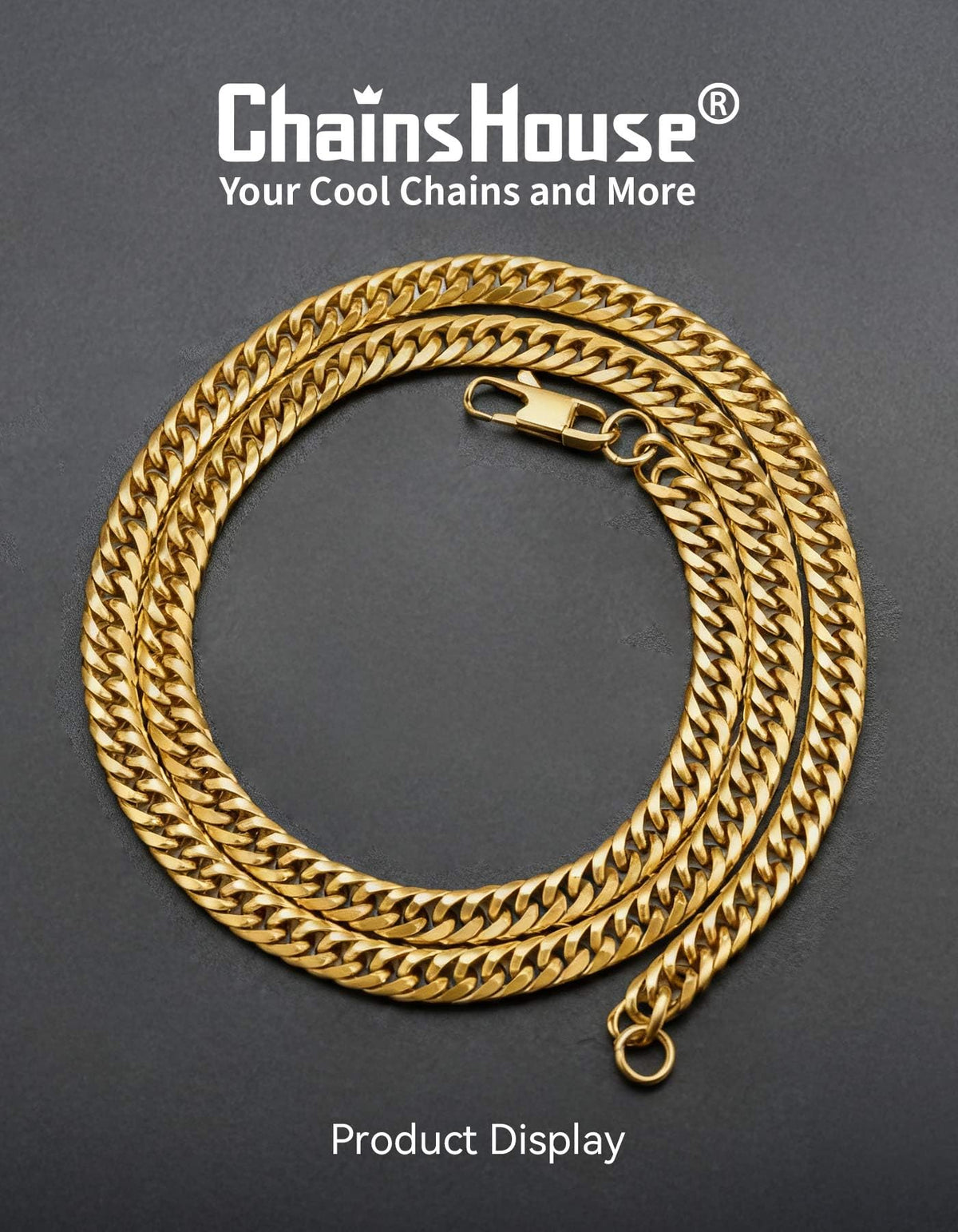 Cuban Link Chain Stainless Steel 14K Gold Plated A351