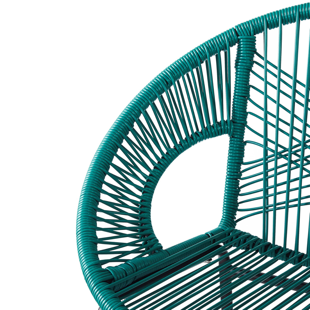 Teal Faux Wicker Outdoor Bar Stool, Set of 2 O878751