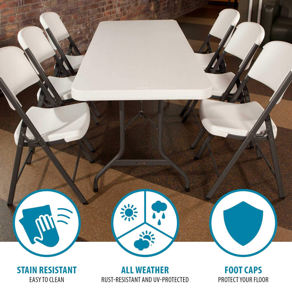White 6 Feet Folding Utility Table Pack of 4 P1332