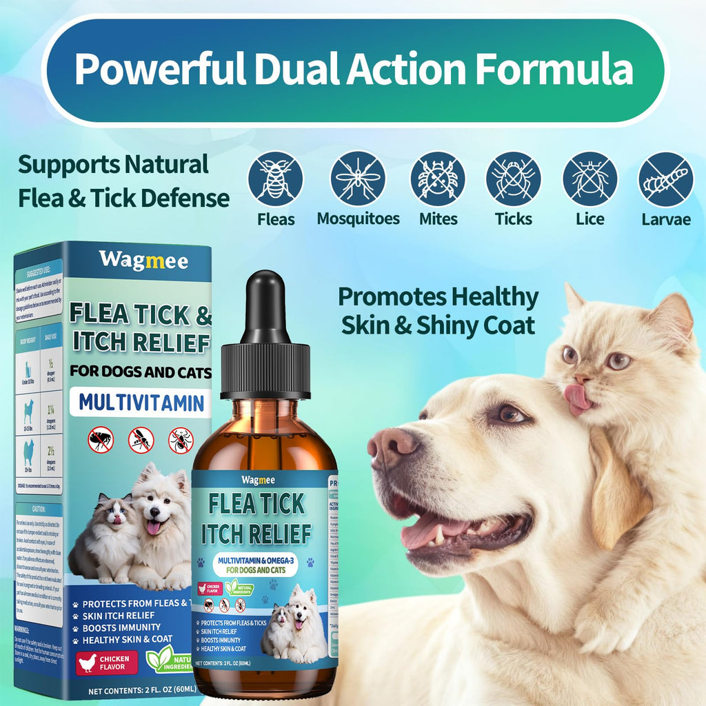 Natural Oral Flea and Tick Drops with Multivitamin for Pets A9326