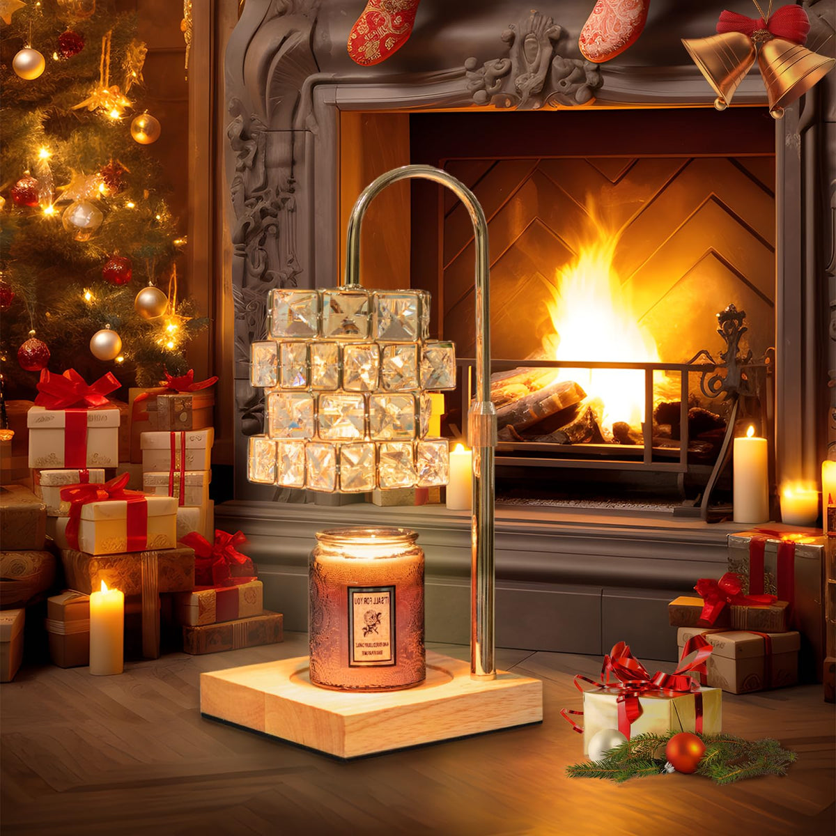 Candle Warmer Lamp with 2 Bulbs, Adjustable Dimmable Amber Glass X42023