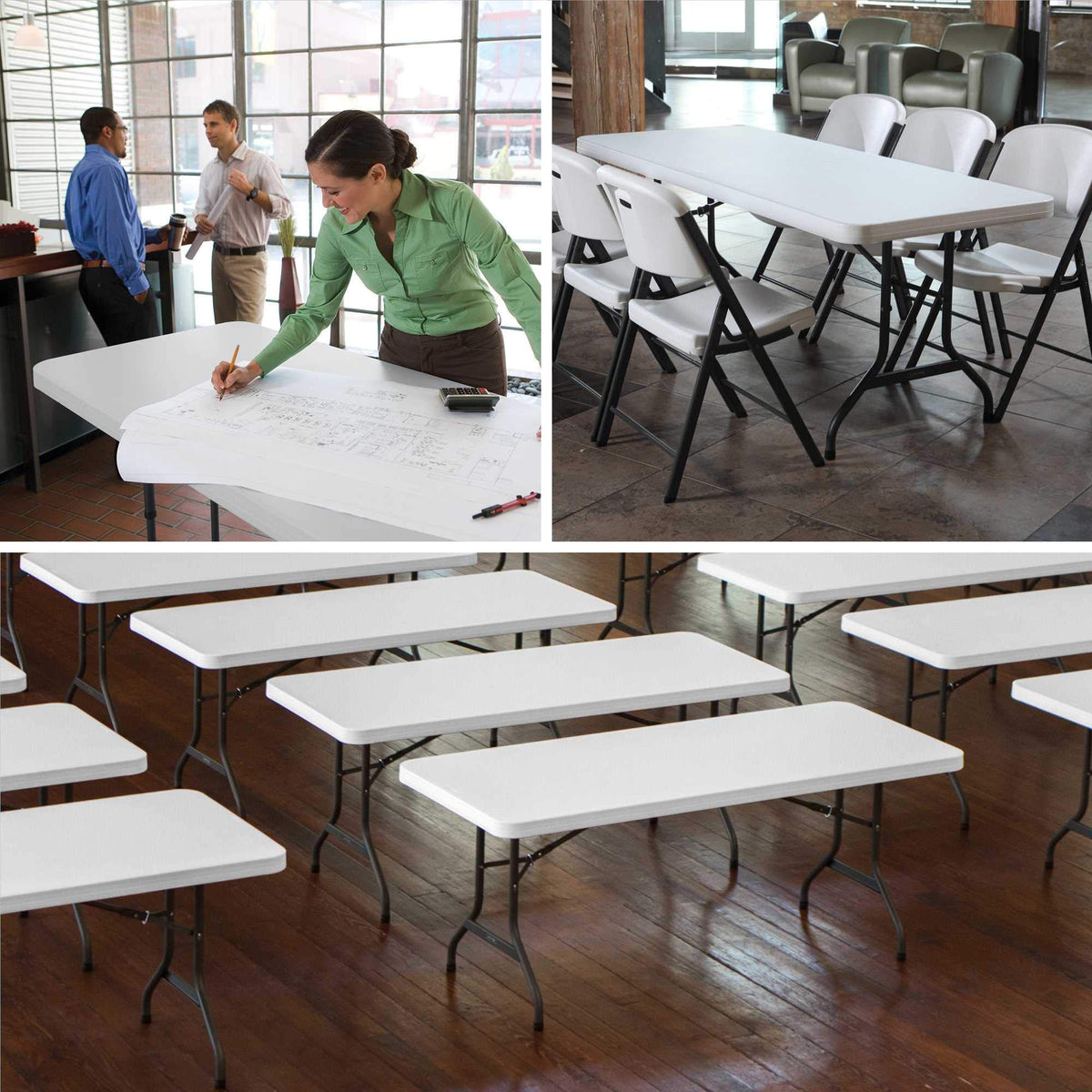 White 6 Feet Folding Utility Table Pack of 4 P1332