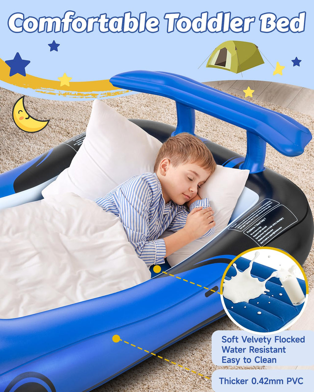Inflatable Toddler Travel Bed with Safety Bumpers & Auto Pump Z45635
