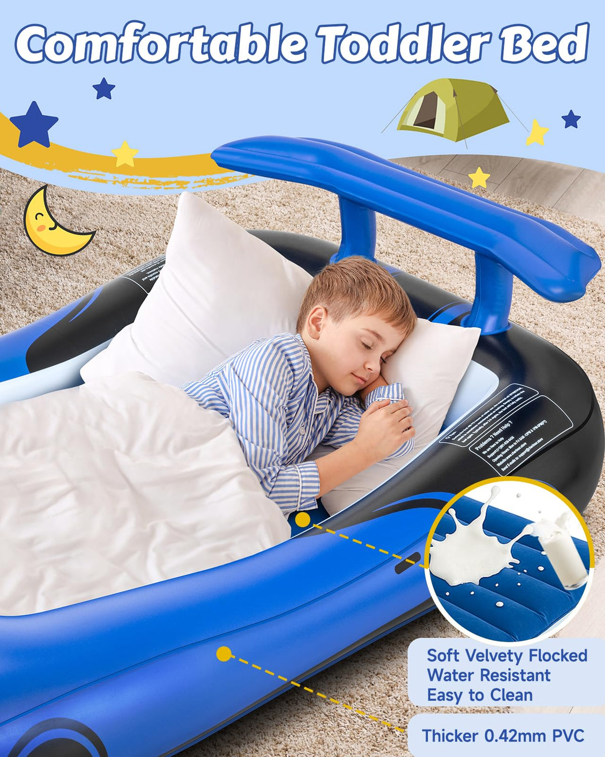 Inflatable Toddler Travel Bed with Safety Bumpers & Auto Pump Z45635