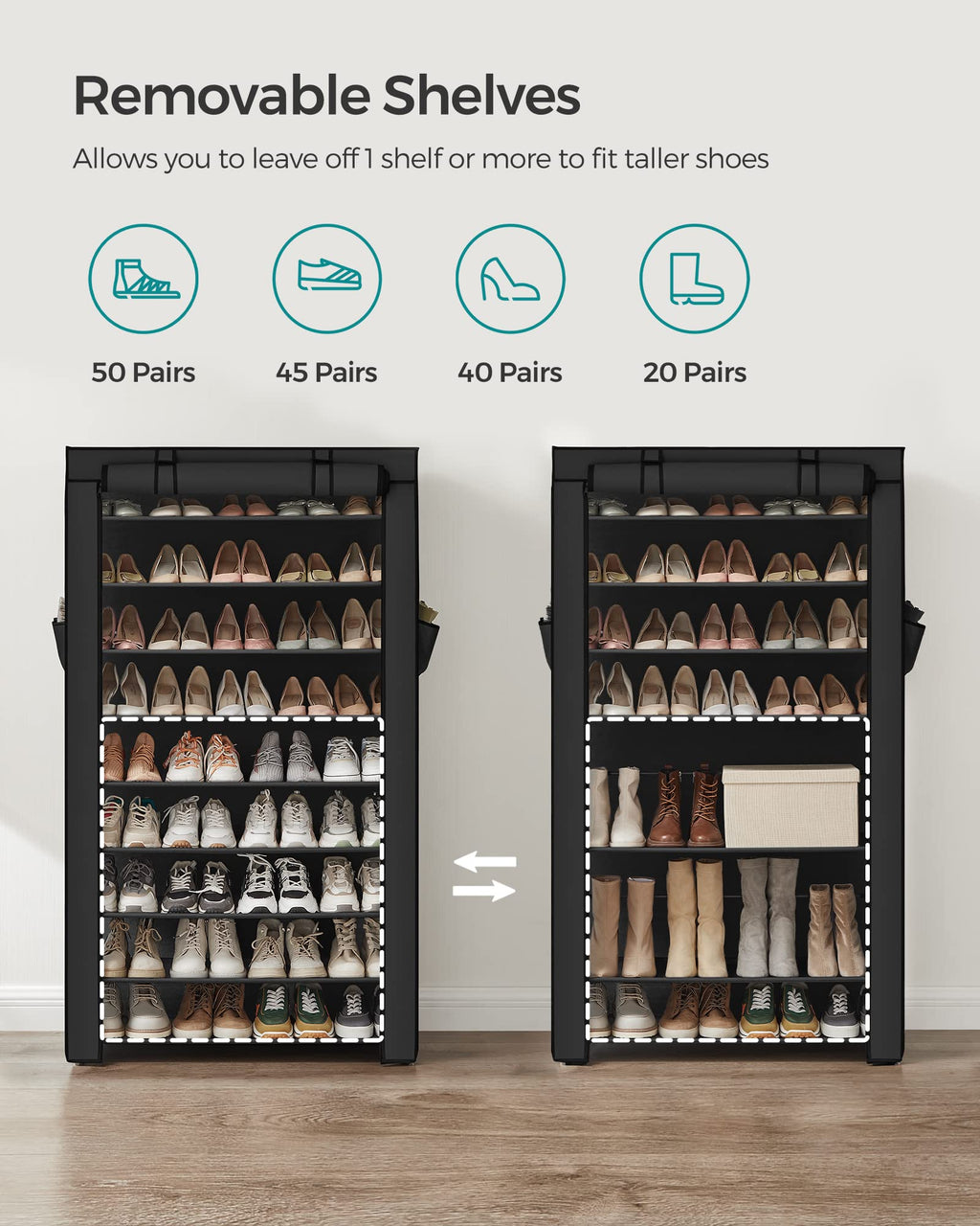 10-Tier Shoe Rack with Cover T56903