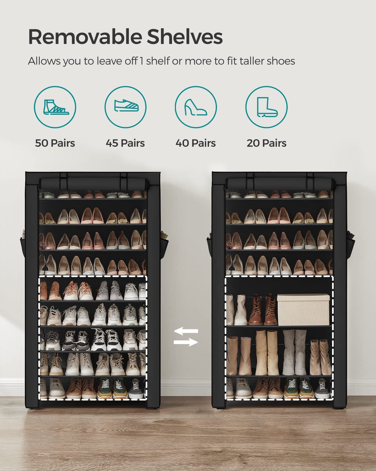 10-Tier Shoe Rack with Cover T56903