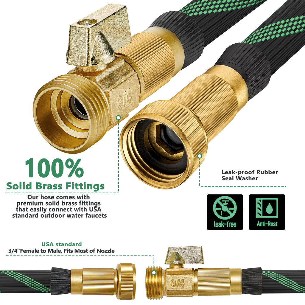 100FT Lightweight Garden Hose with 10-Pattern Nozzle A95692