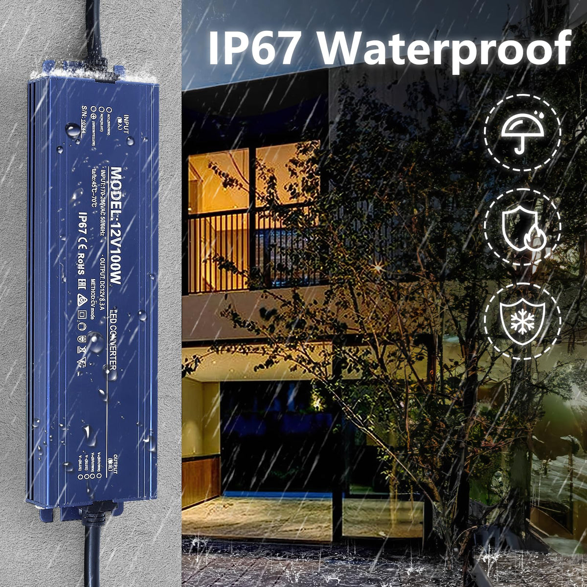 Waterproof IP67 12V 200W Ultra Slim LED Driver Transformer Y512395