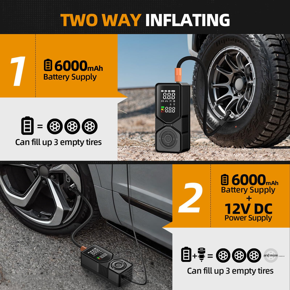 Portable Air Compressor 150PSI Cordless Tire Inflator E987538