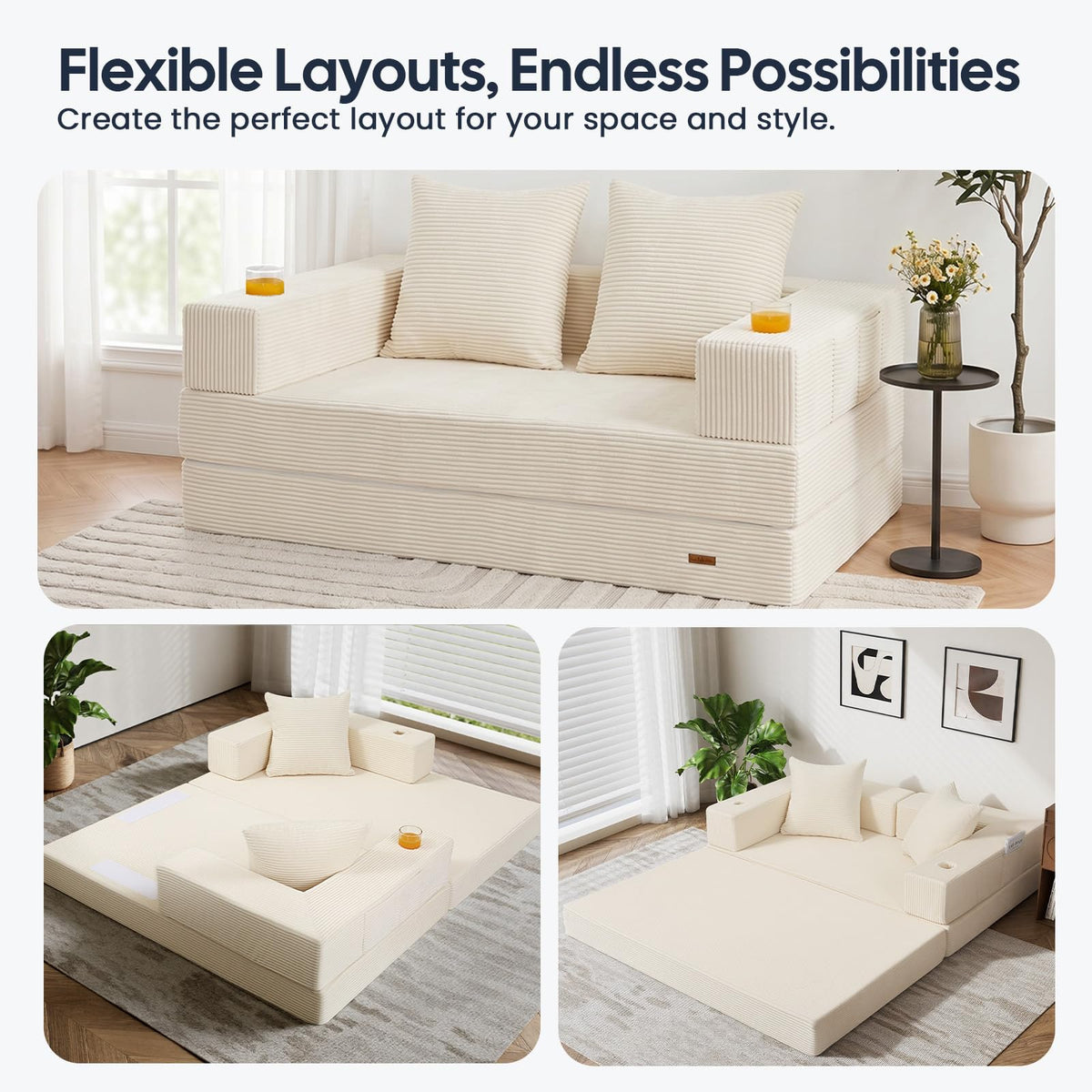 Beige Futon Sofa Bed N88571