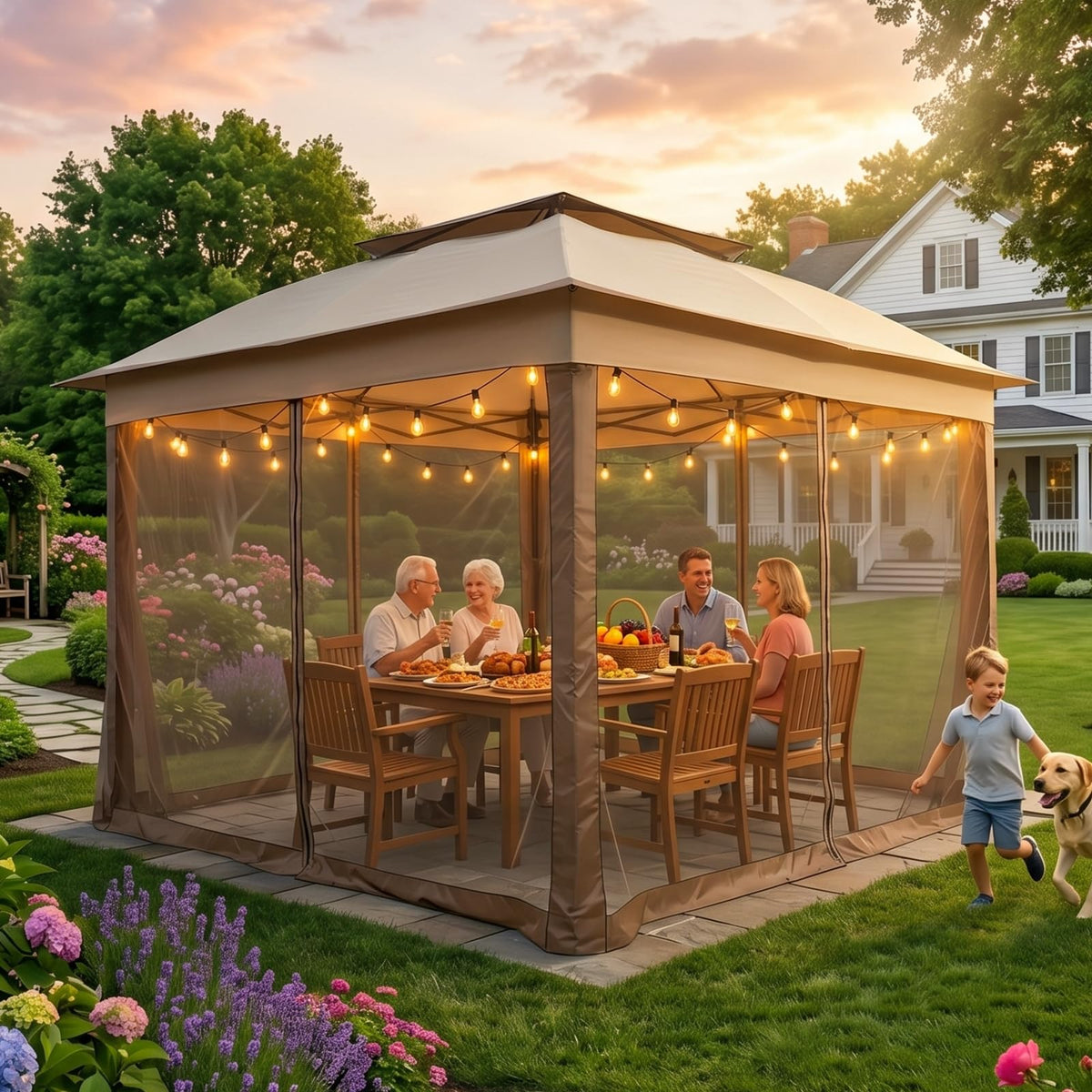 11x11 Pop Up Gazebo with Netting M11338