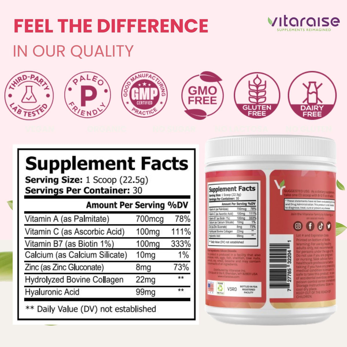 Hydrolyzed Collagen Powder, Grass Fed, 22g/Serving, 1.49lb F874