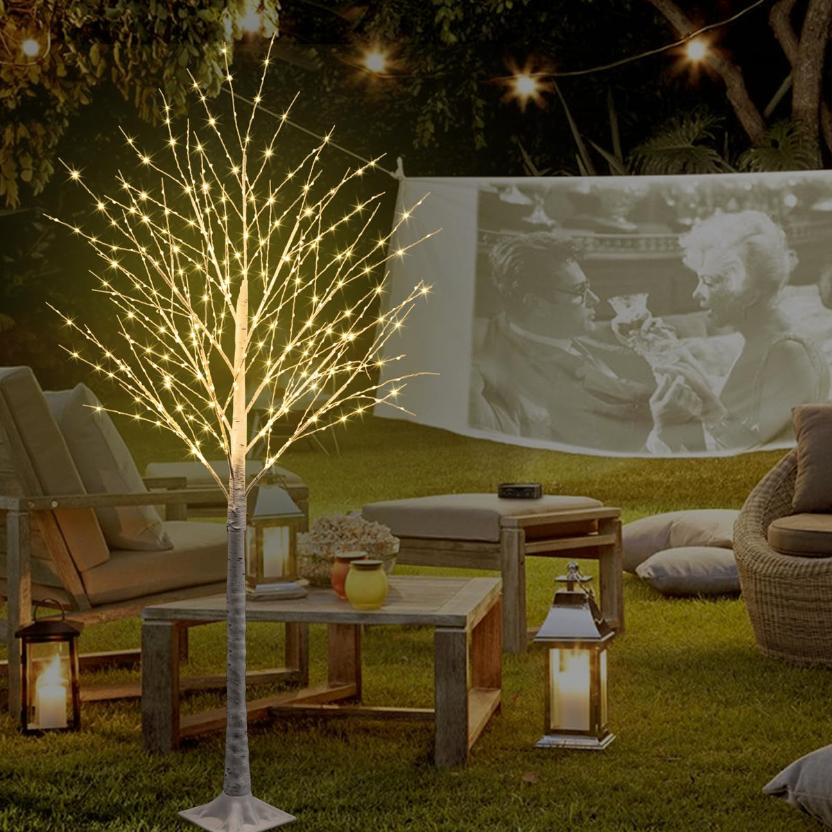 6FT Lighted Birch Tree 500 LED Warm White S66303