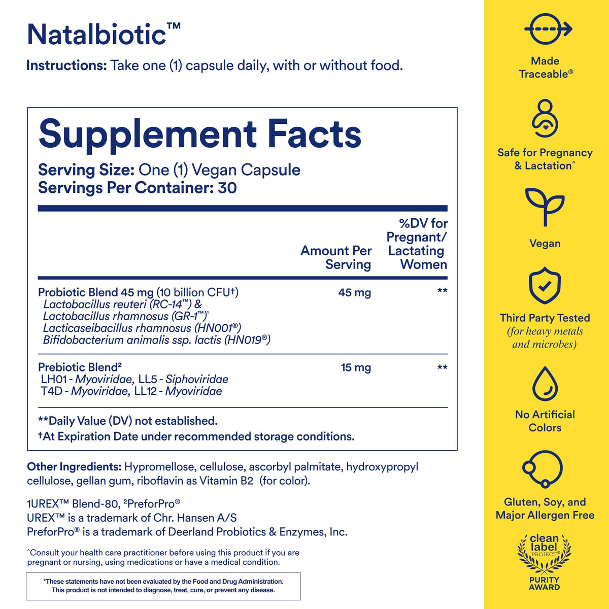 Prenatal Probiotic 30 Capsules Y89952