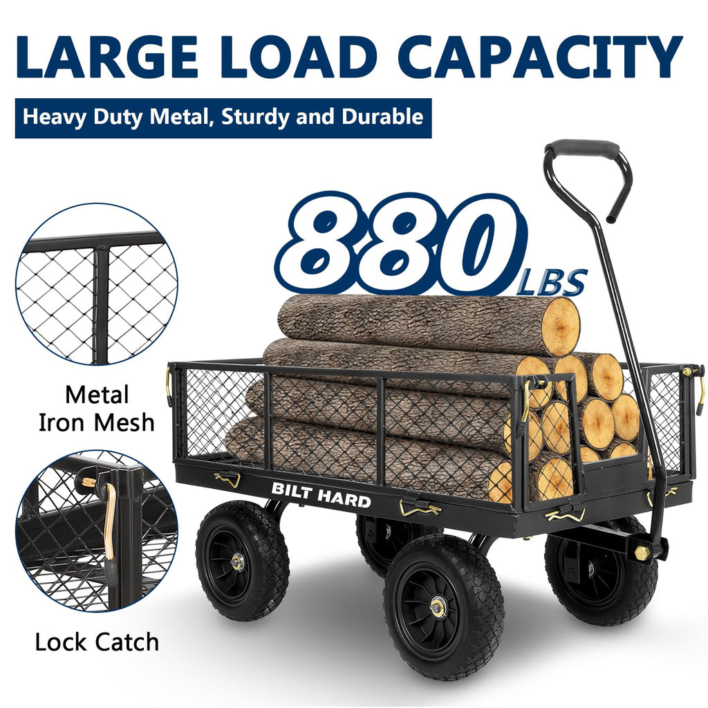 10" Flat Free Tires Steel Garden Cart with Rotating Handle E642032