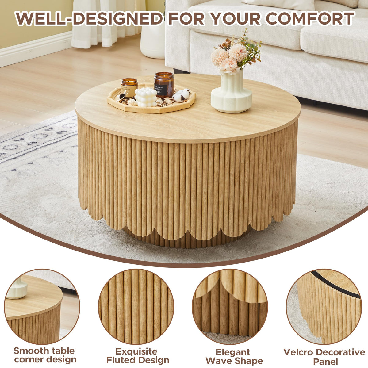 Lift Top Coffee Table with Storage W6974