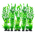 Artificial Aquarium Plants Set, Plastic Fish Tank Decorations (18pcs-Green) T193