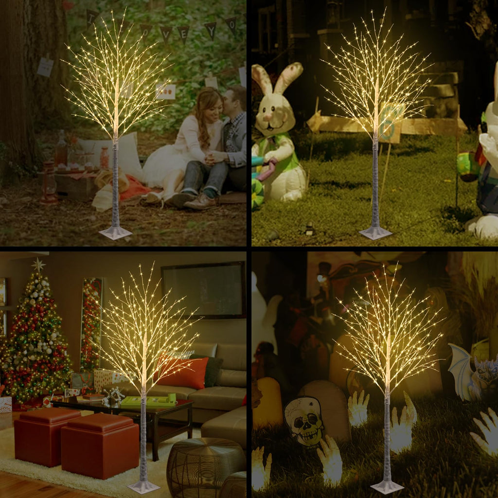 6FT Lighted Birch Tree 500 LED Warm White S66303