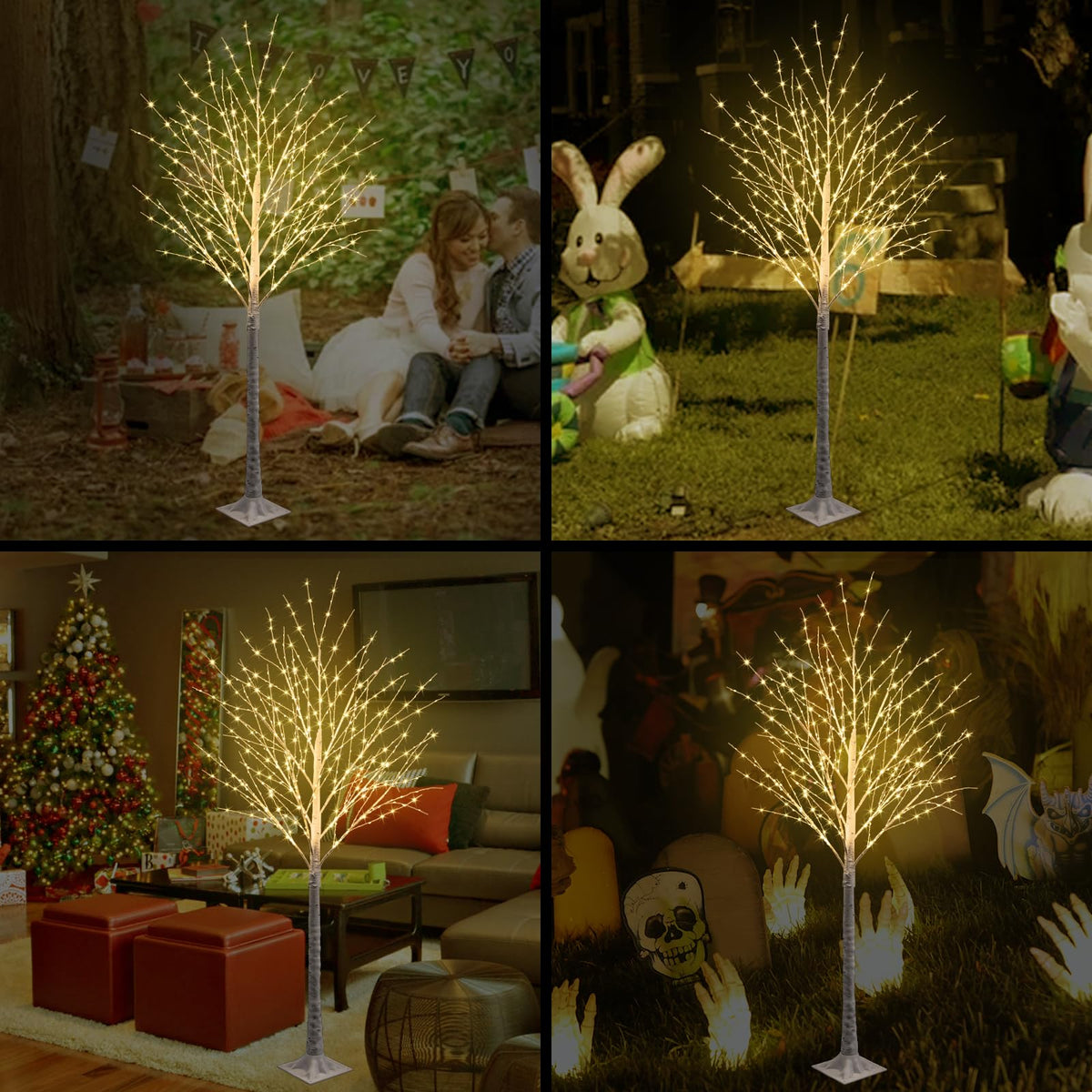 6FT Lighted Birch Tree 500 LED Warm White S66303