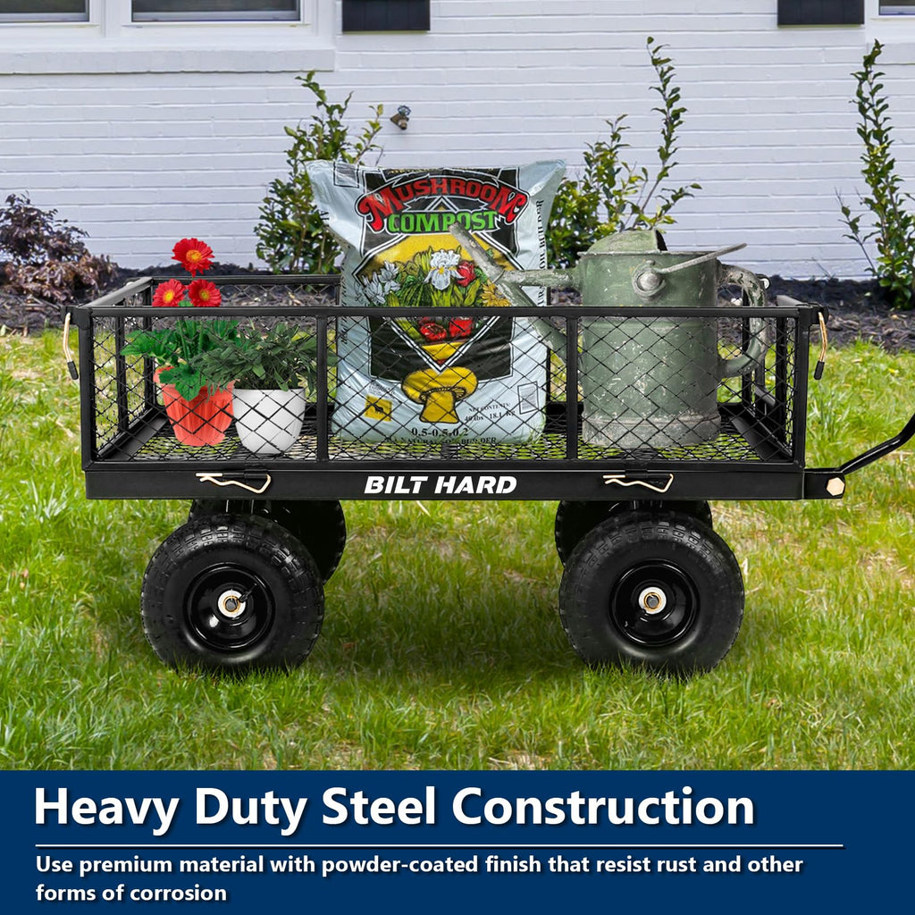 10" Flat Free Tires Steel Garden Cart with Rotating Handle E642032