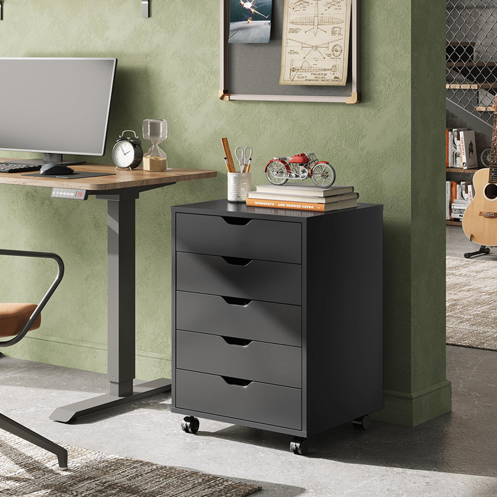 5 Drawer Black Filing Cabinet A488
